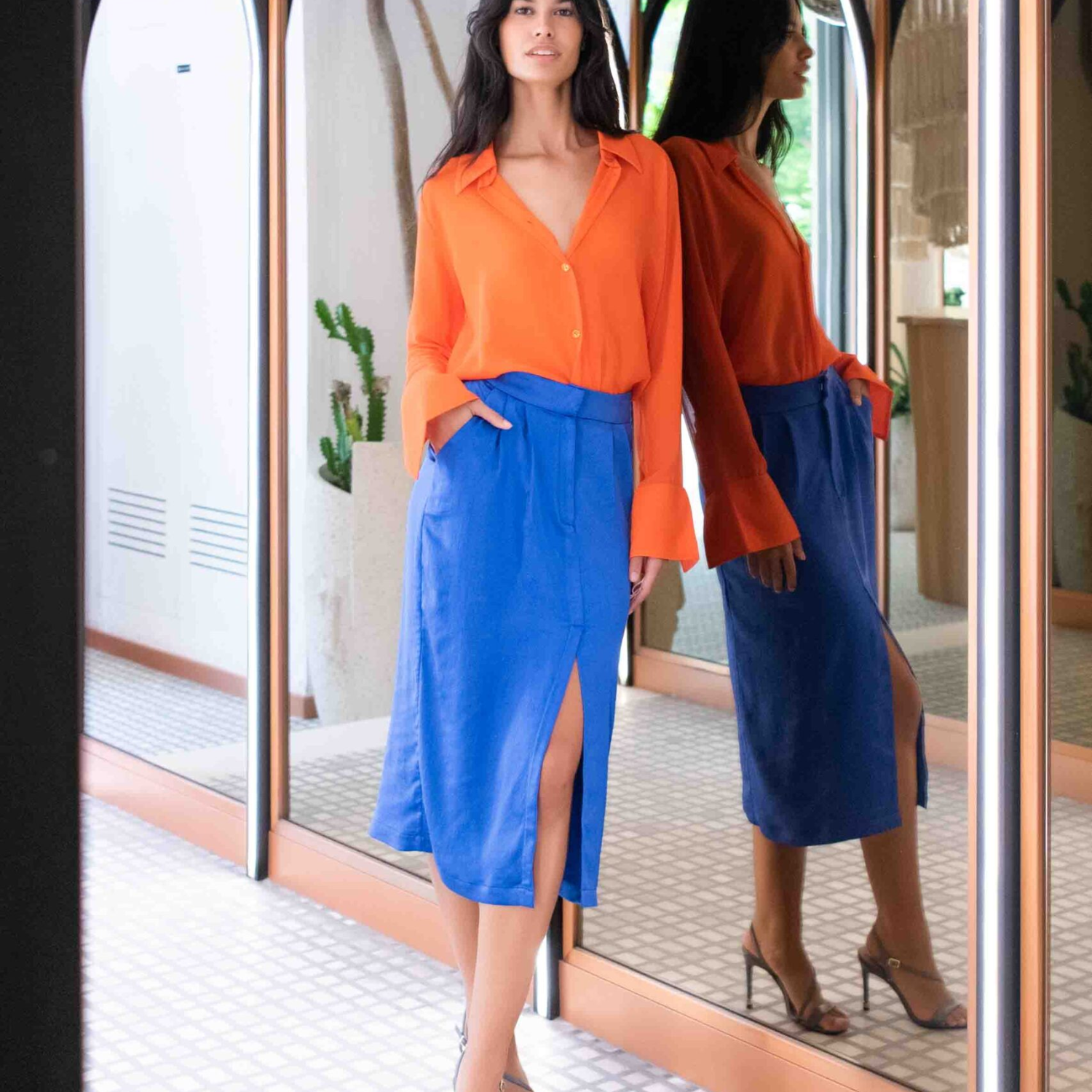 Cobalt Blue Midi Skirt