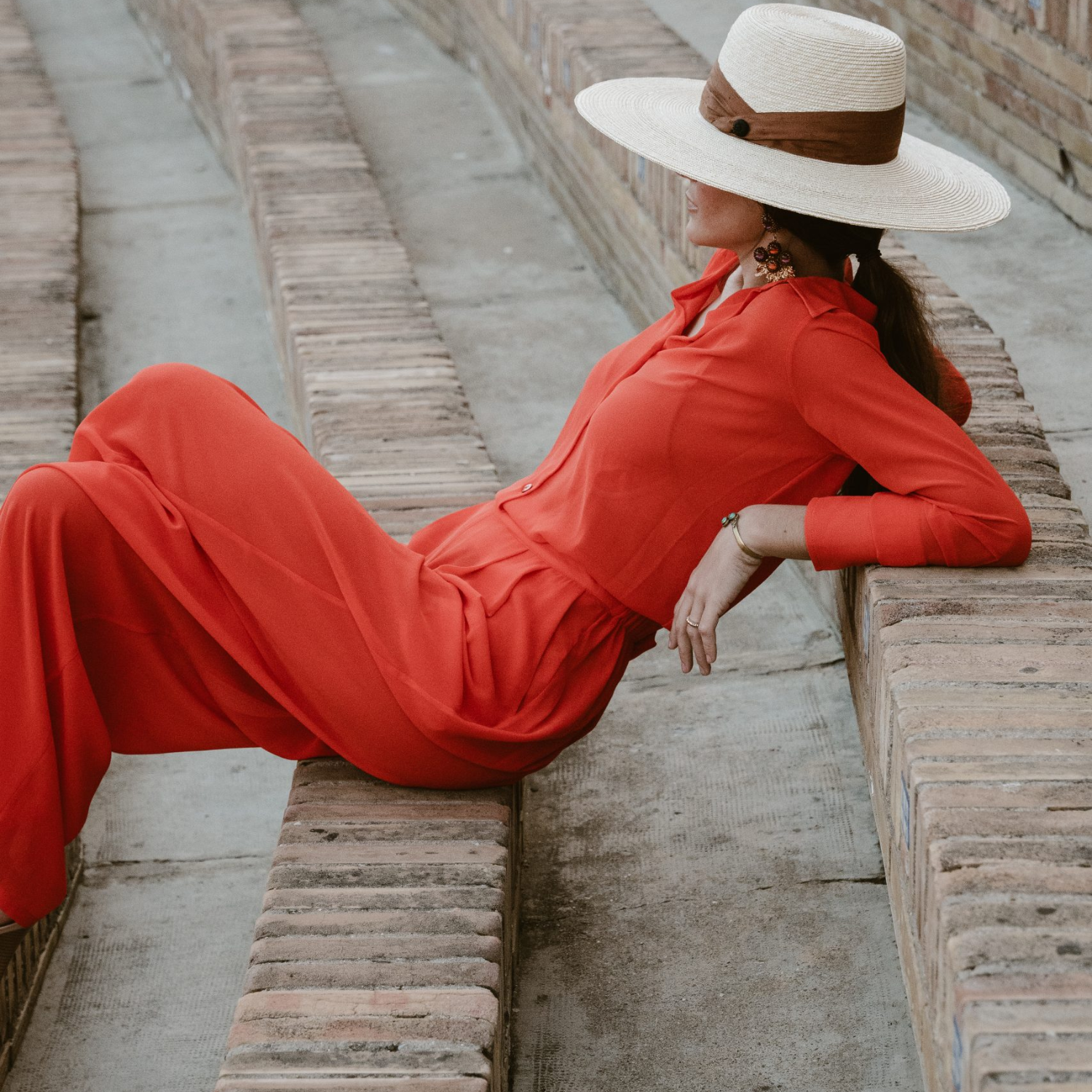 Flowing coral trousers
