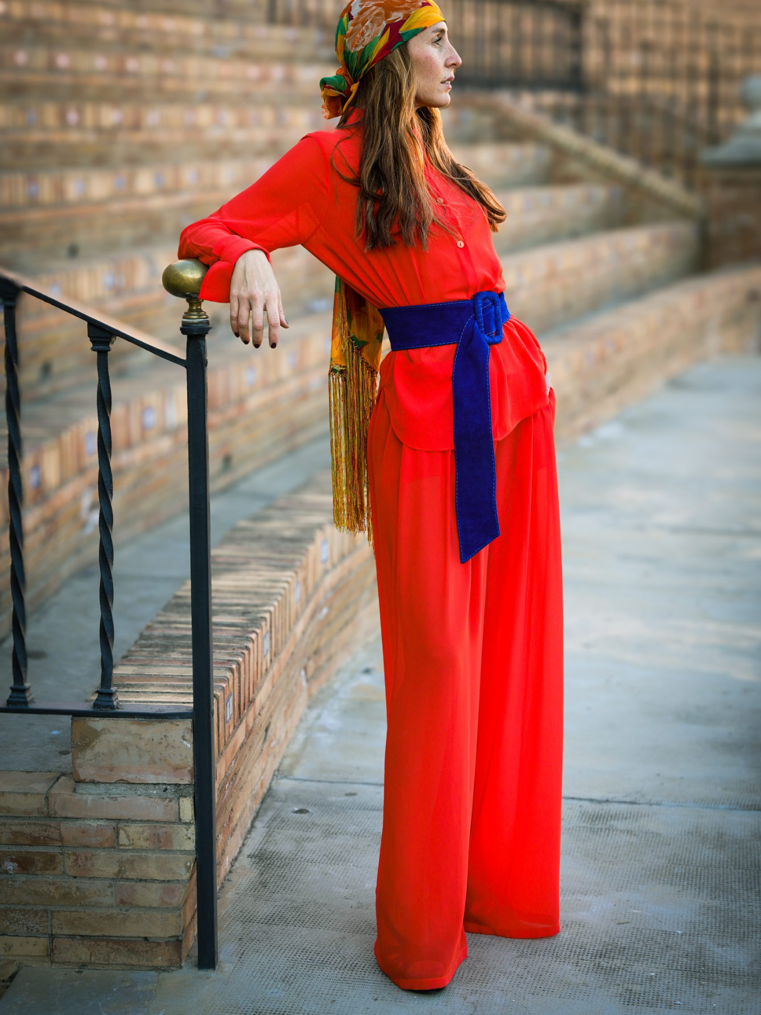Flowing coral trousers