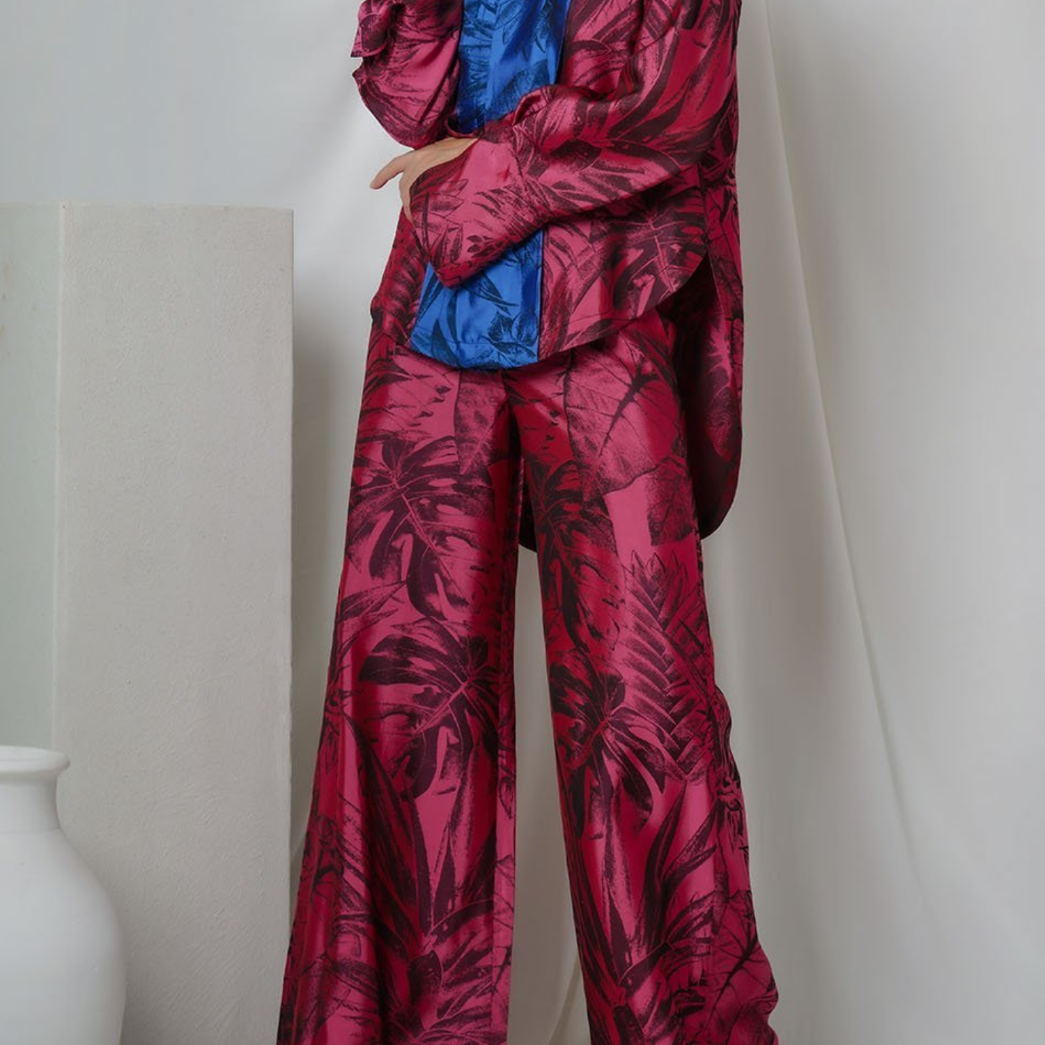 Jacquard fluid trousers