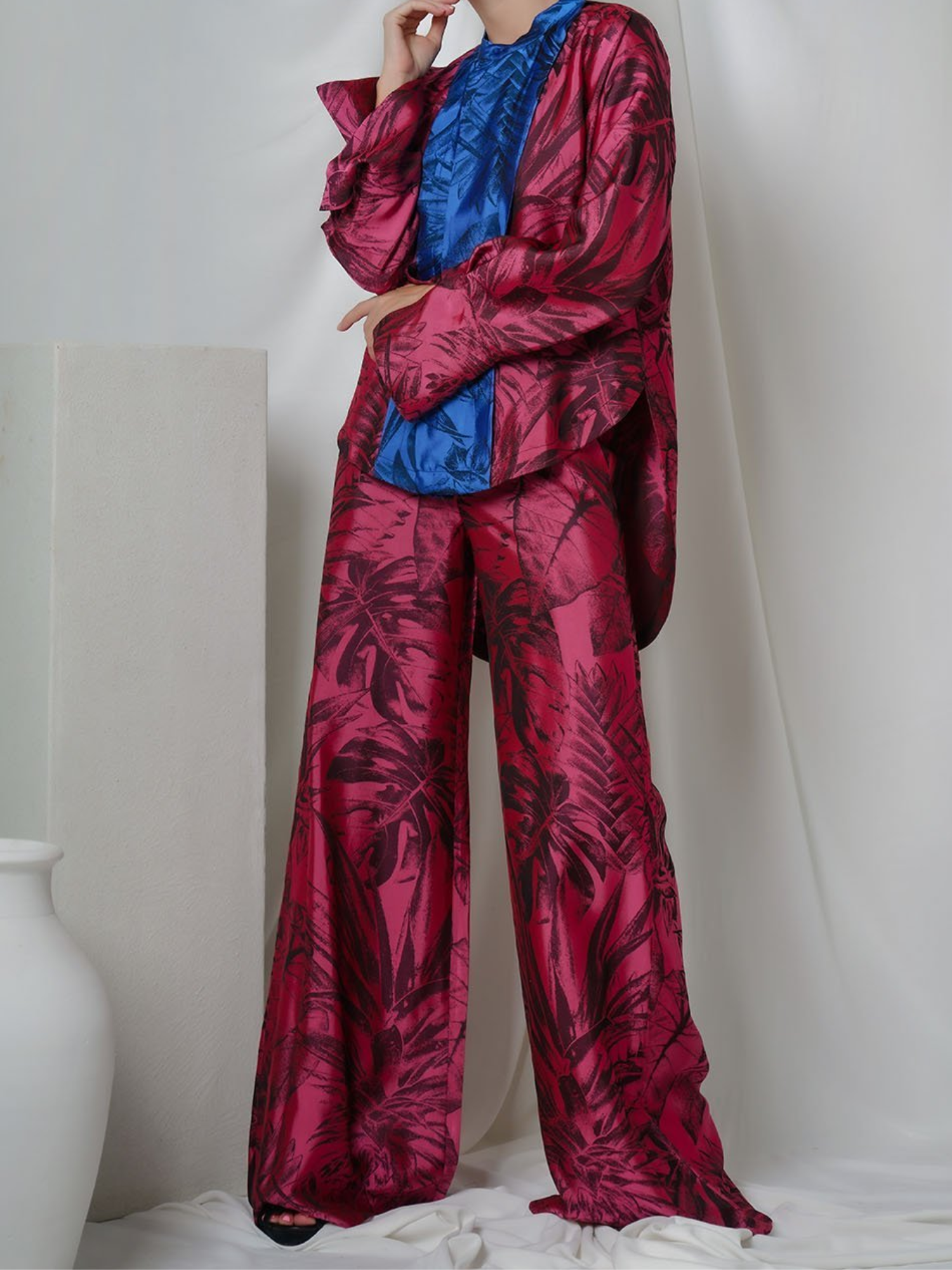 Jacquard fluid trousers