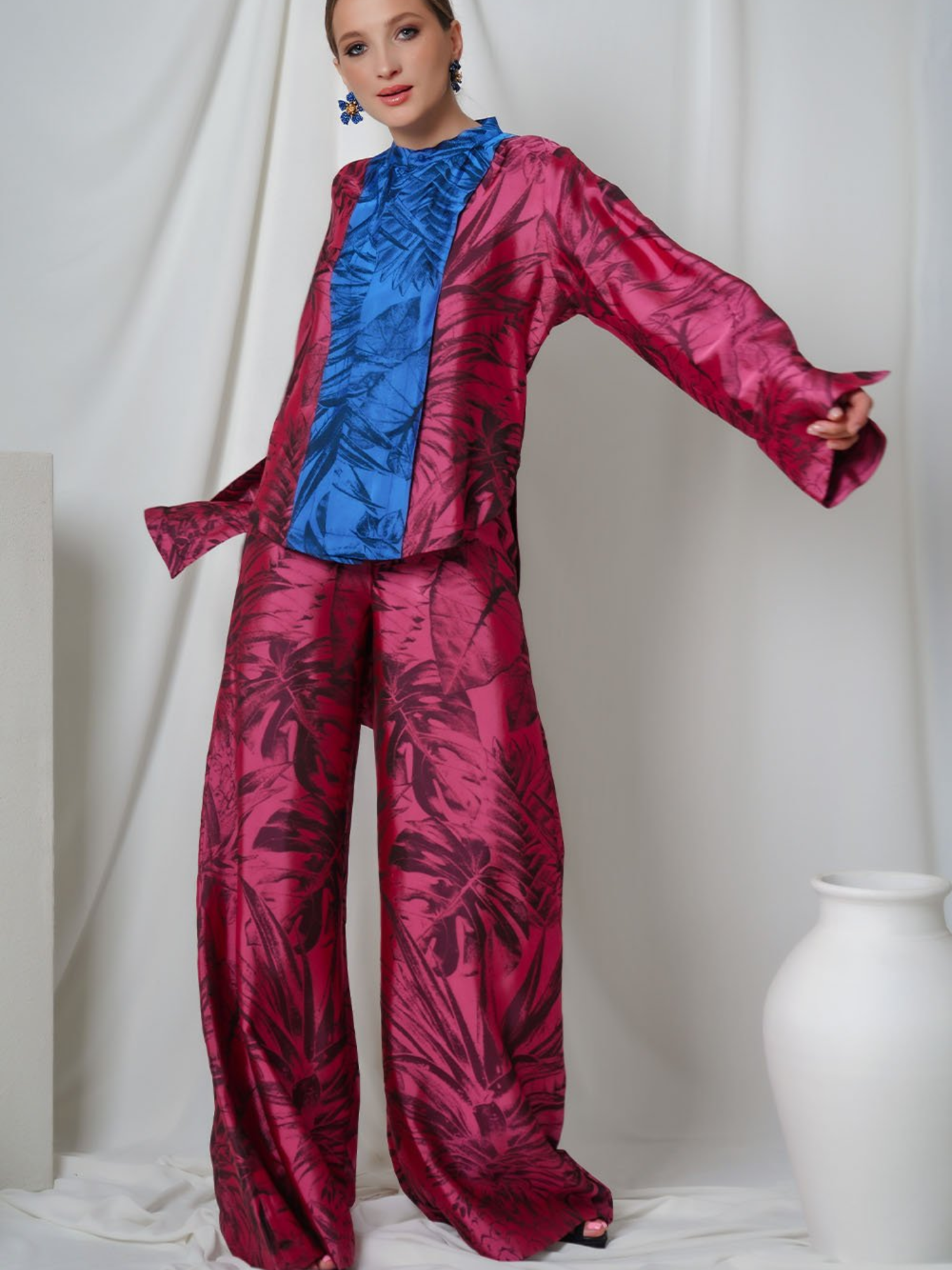 Jacquard fluid trousers