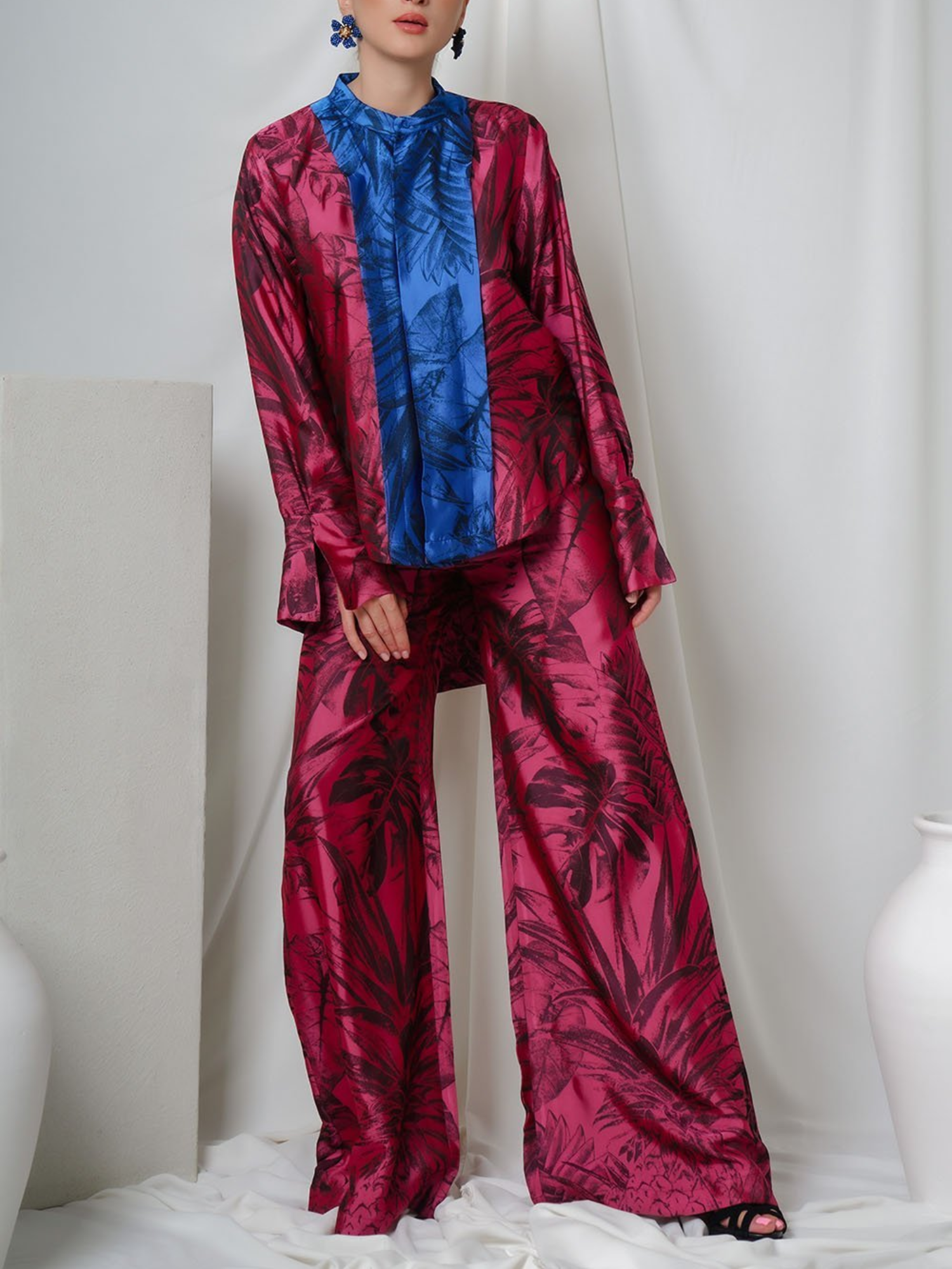 Jacquard fluid trousers