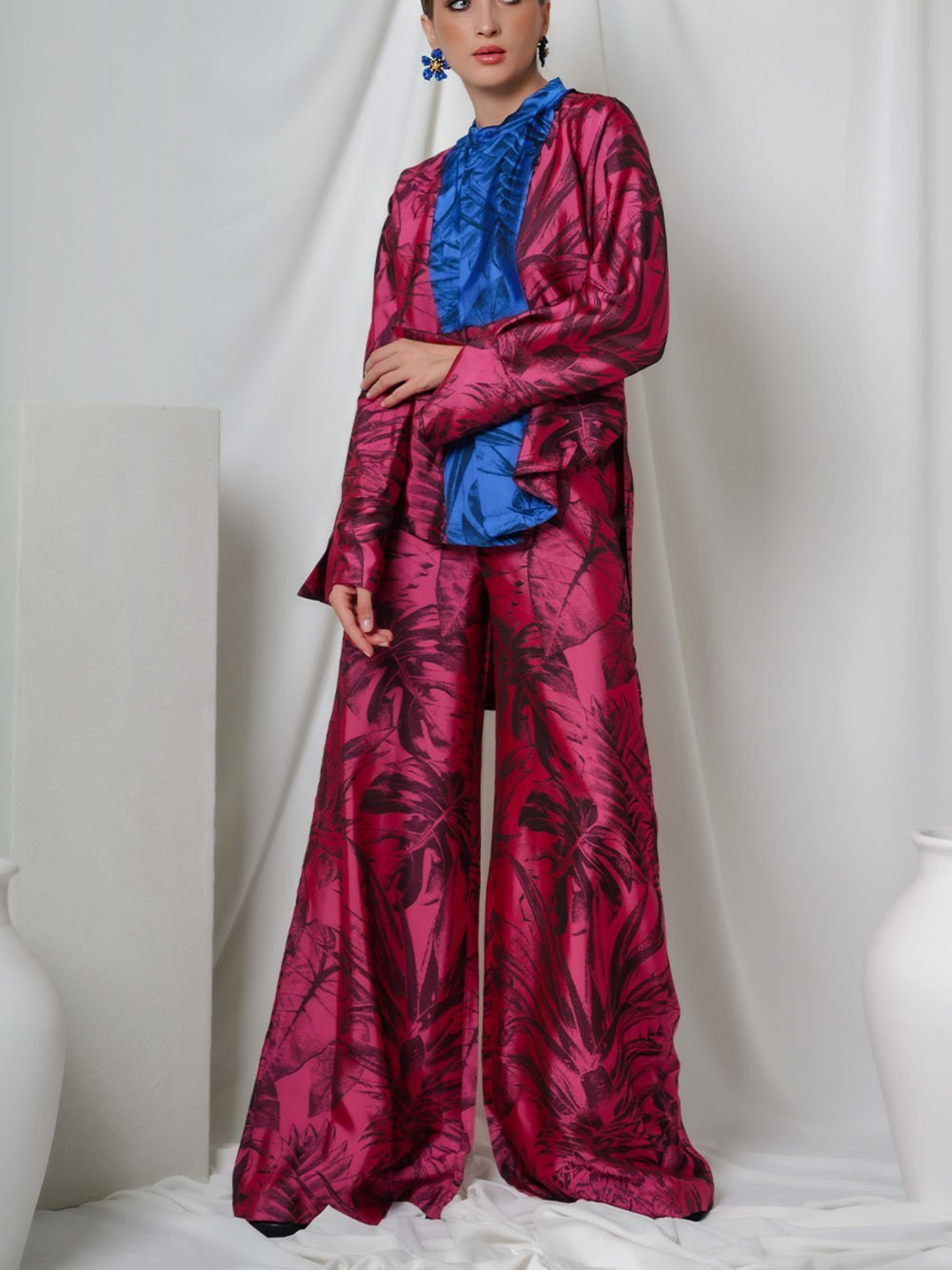 Jacquard fluid trousers