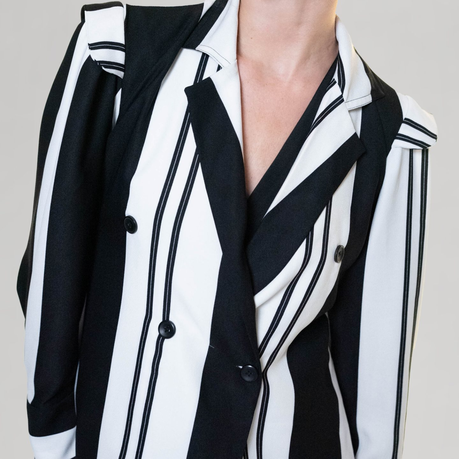 Black/White Striped Blazer