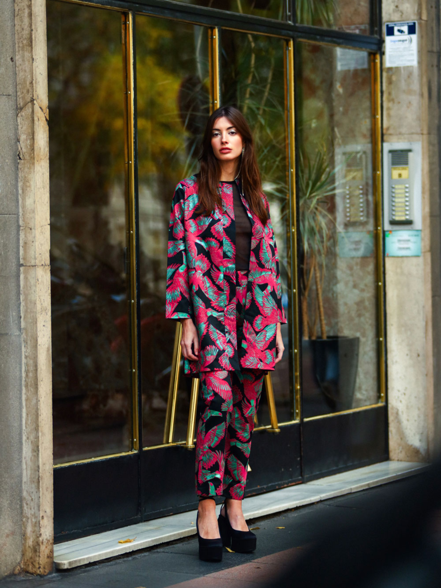 Metallic Jaquard Toucan Trench