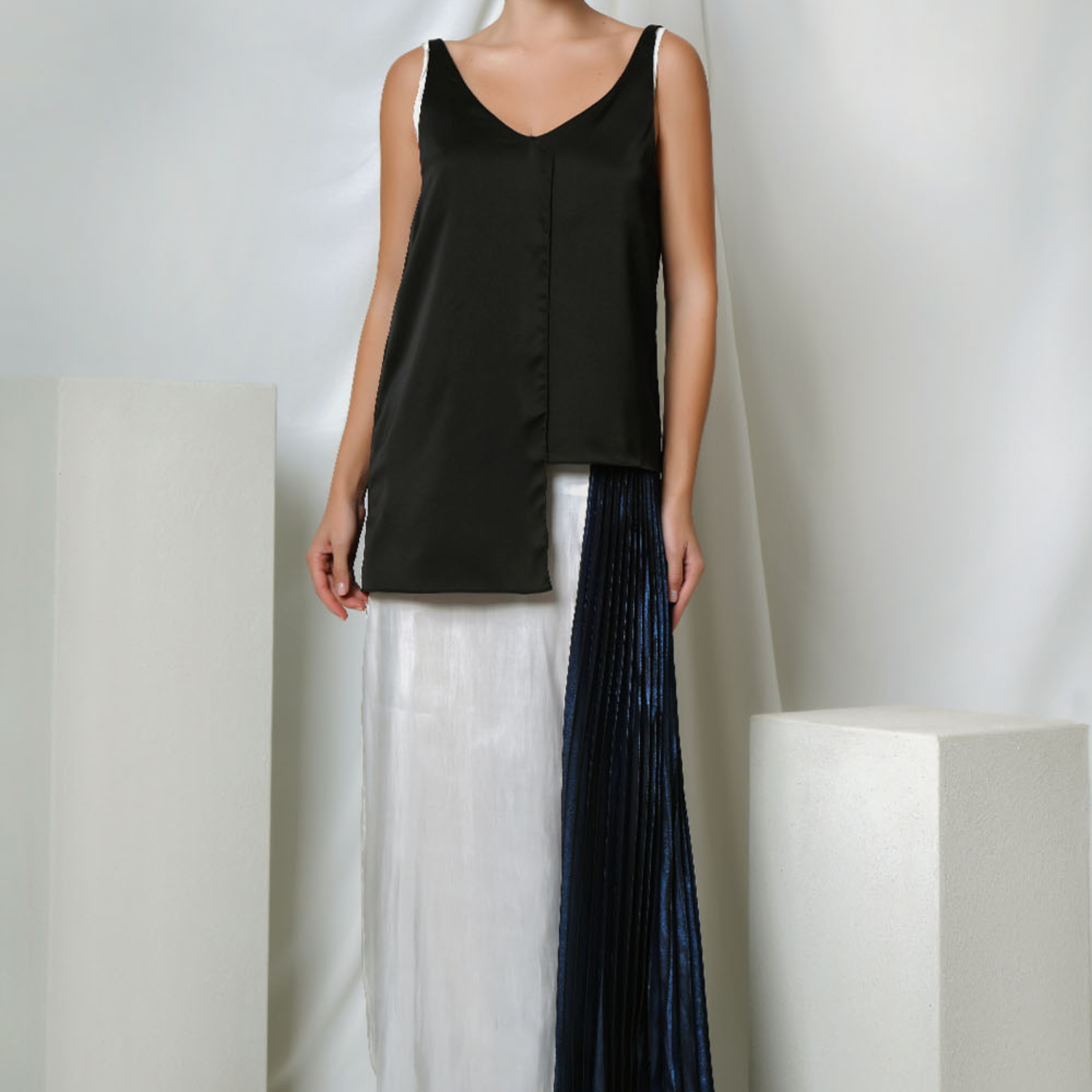 Tricolor Pleated Dress