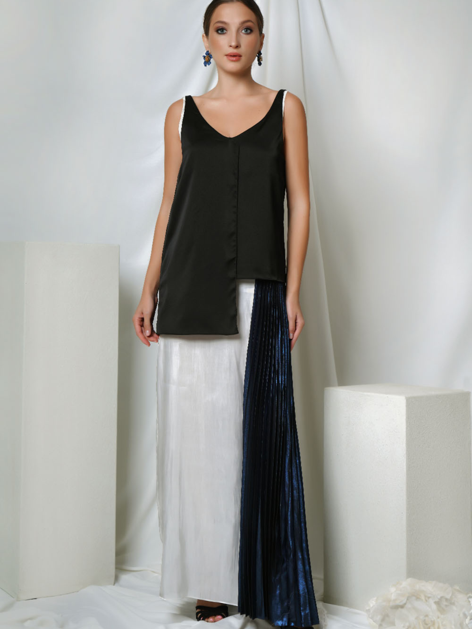 Tricolor Pleated Dress