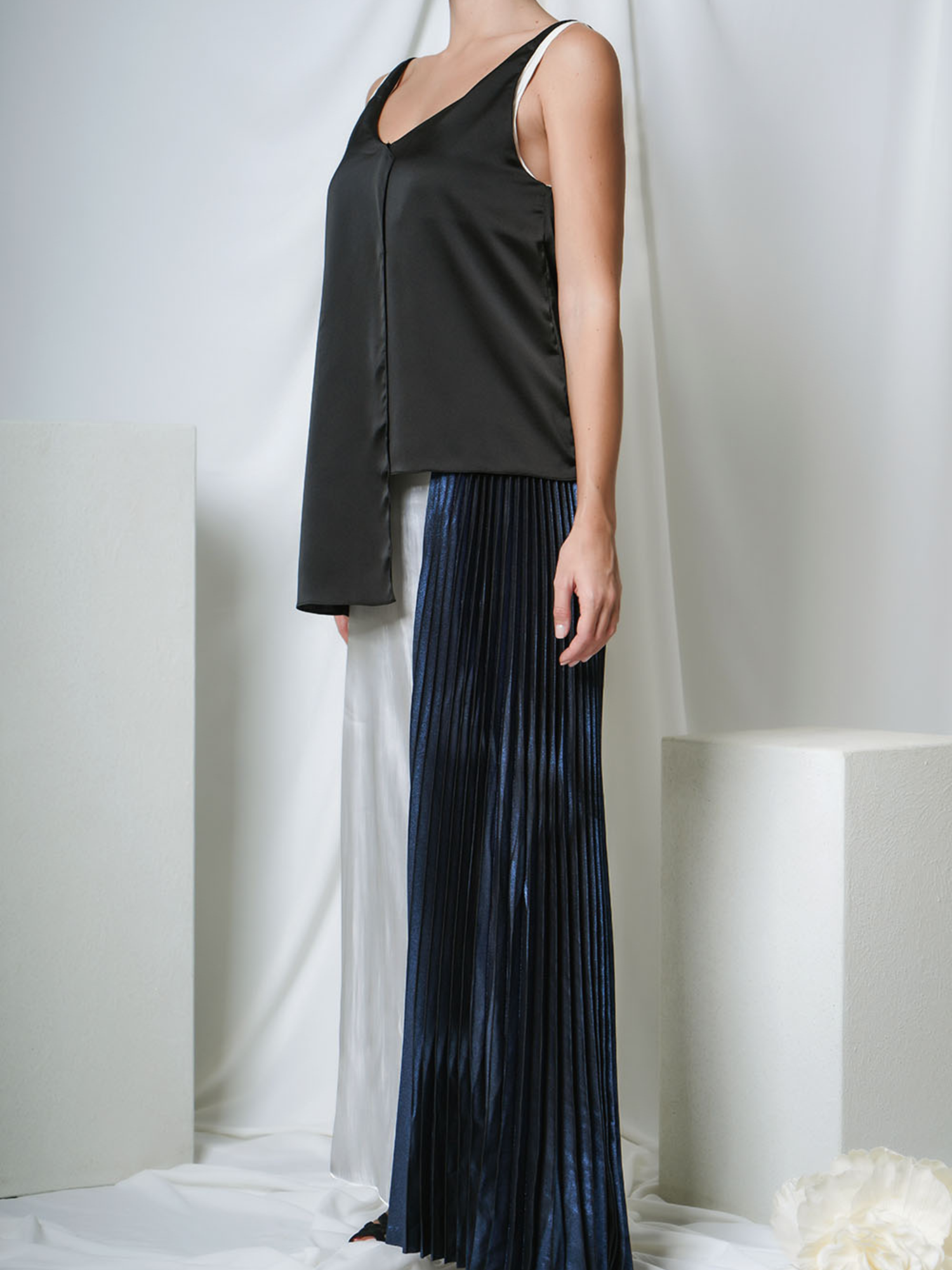 Tricolor Pleated Dress