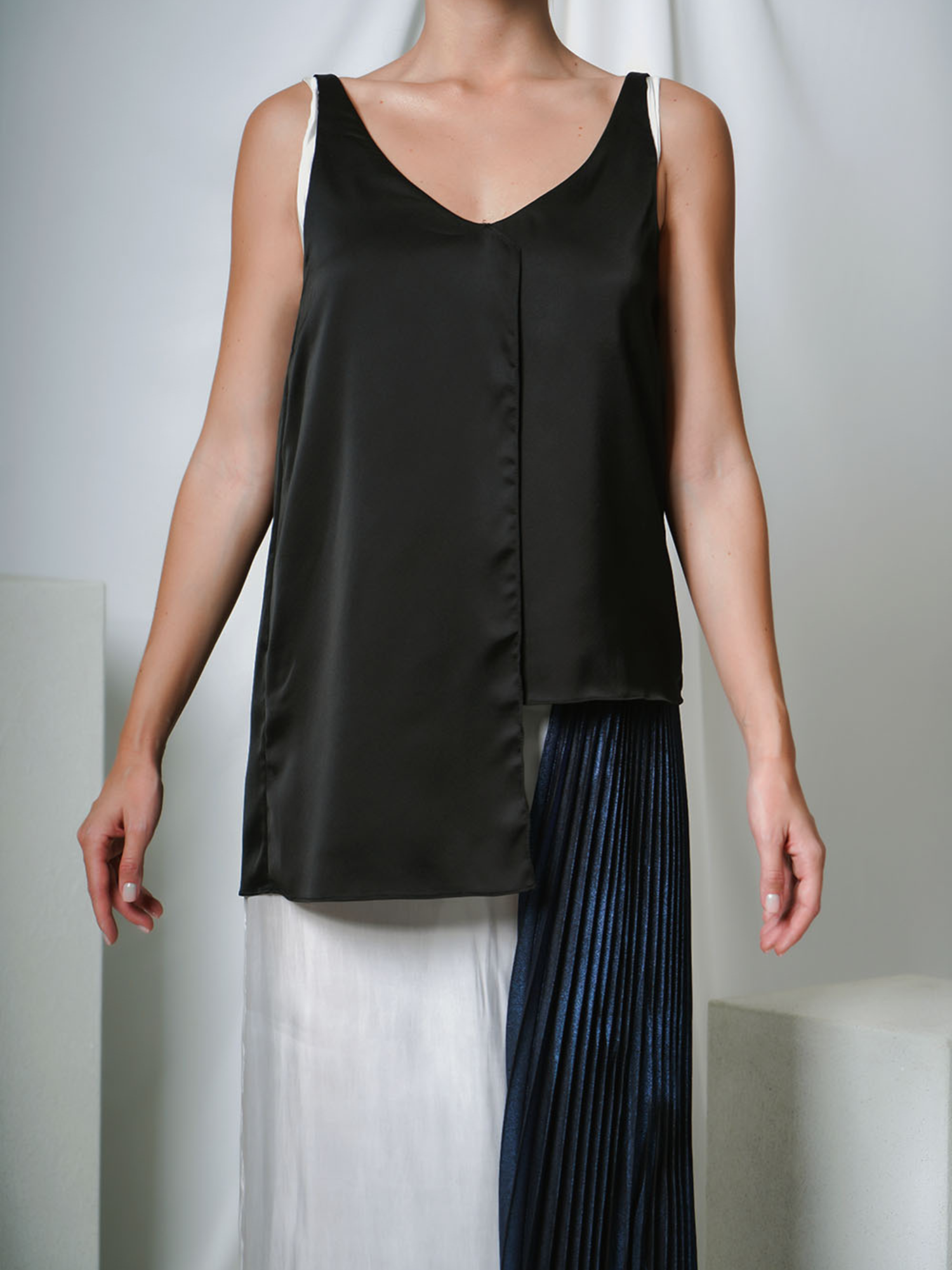 Tricolor Pleated Dress