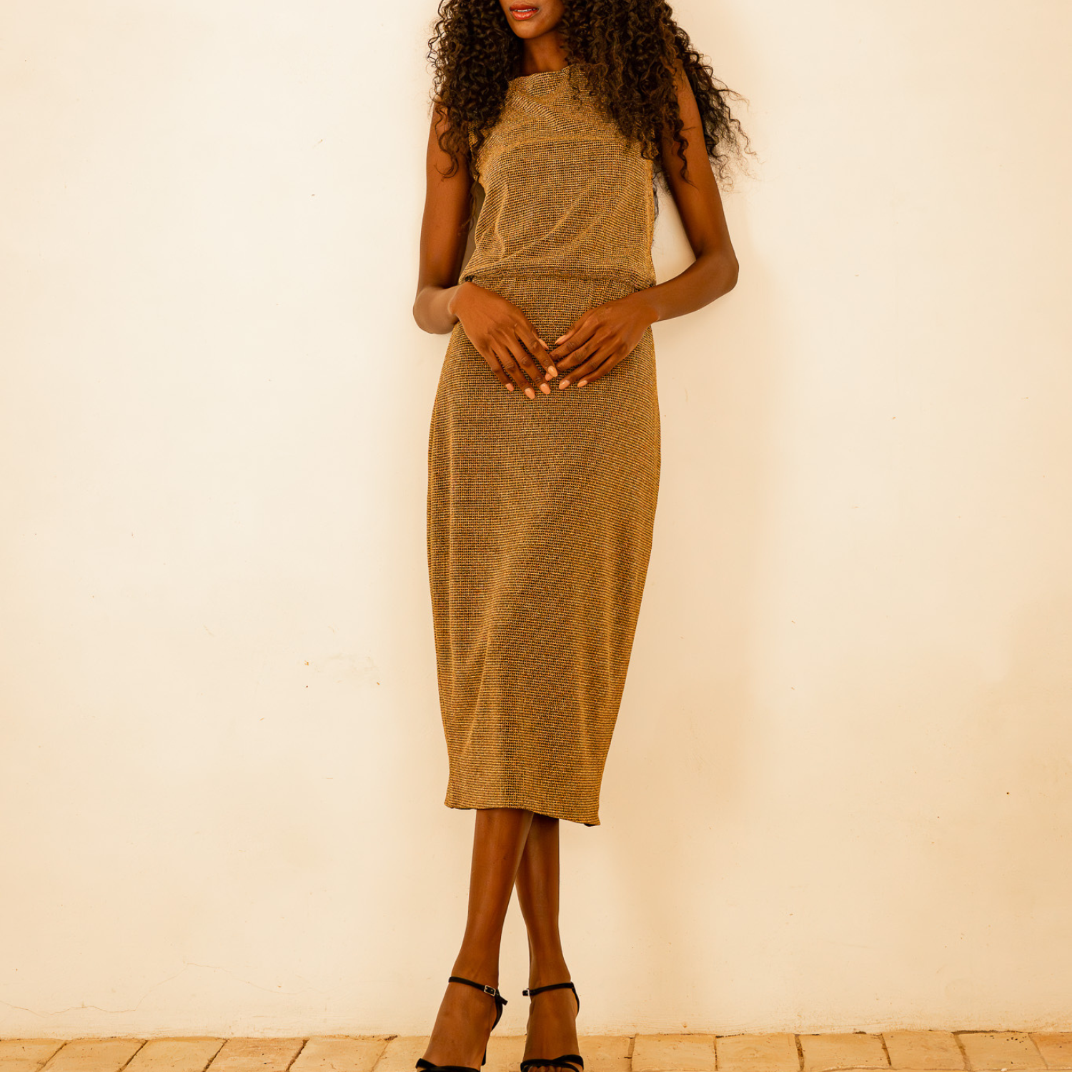 Falda dorada lurex con textura