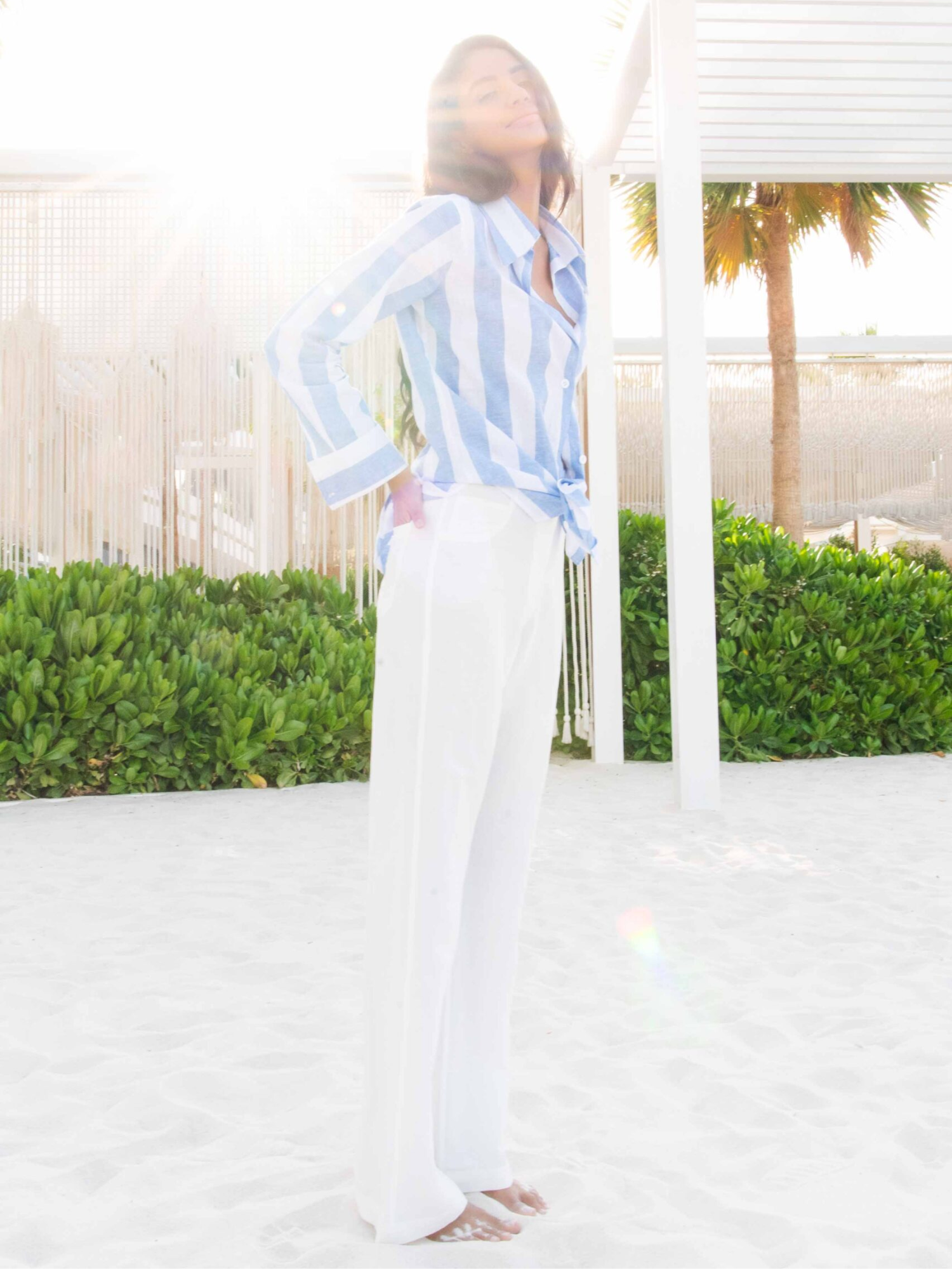 White linen trousers