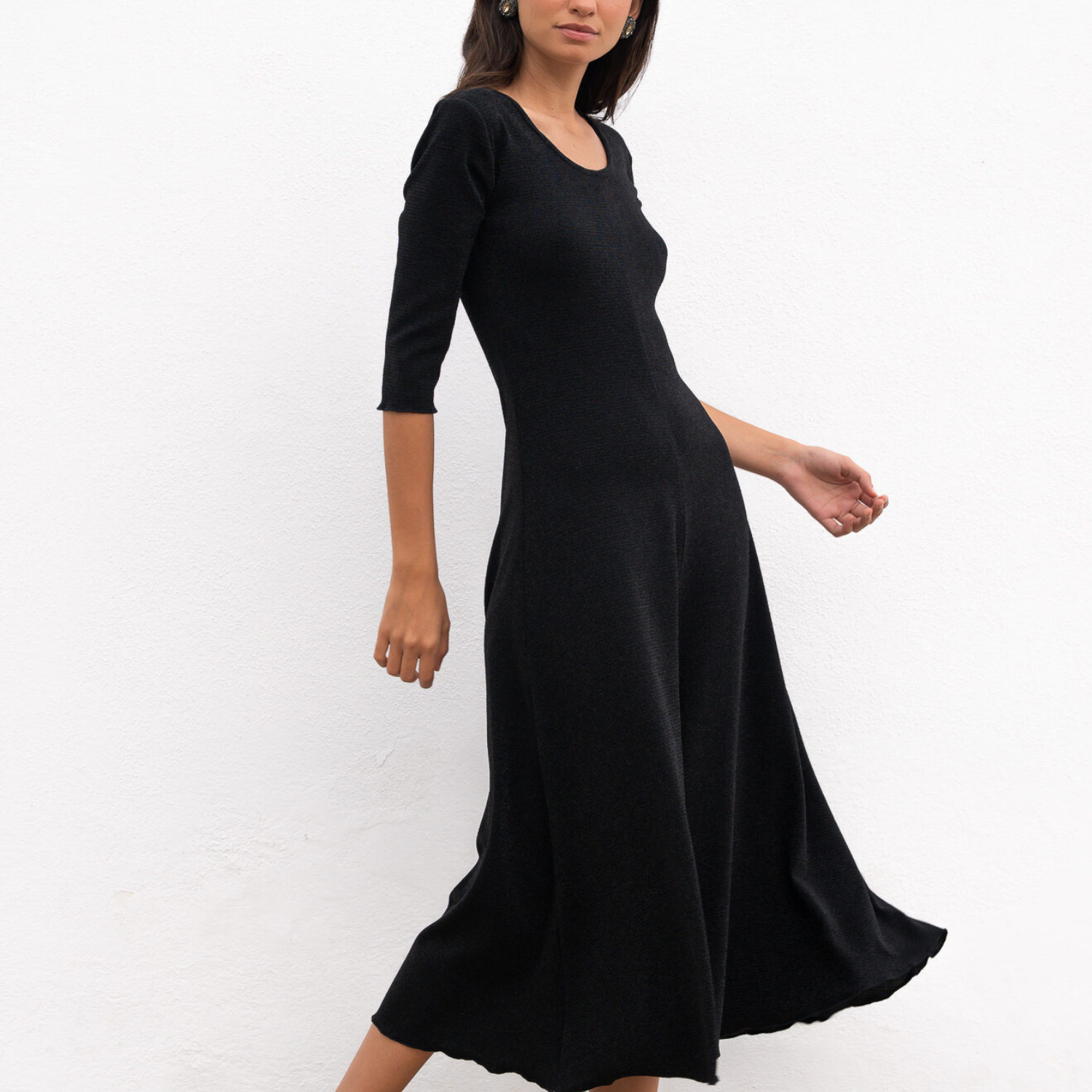 Vestido negro punto de lurex con textura