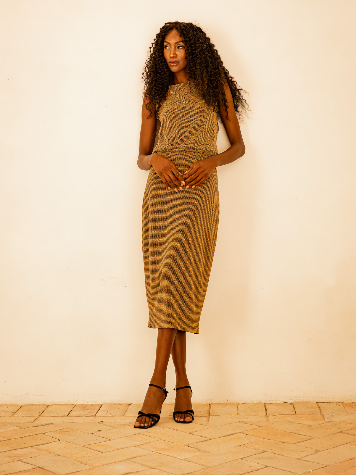 Falda dorada lurex con textura