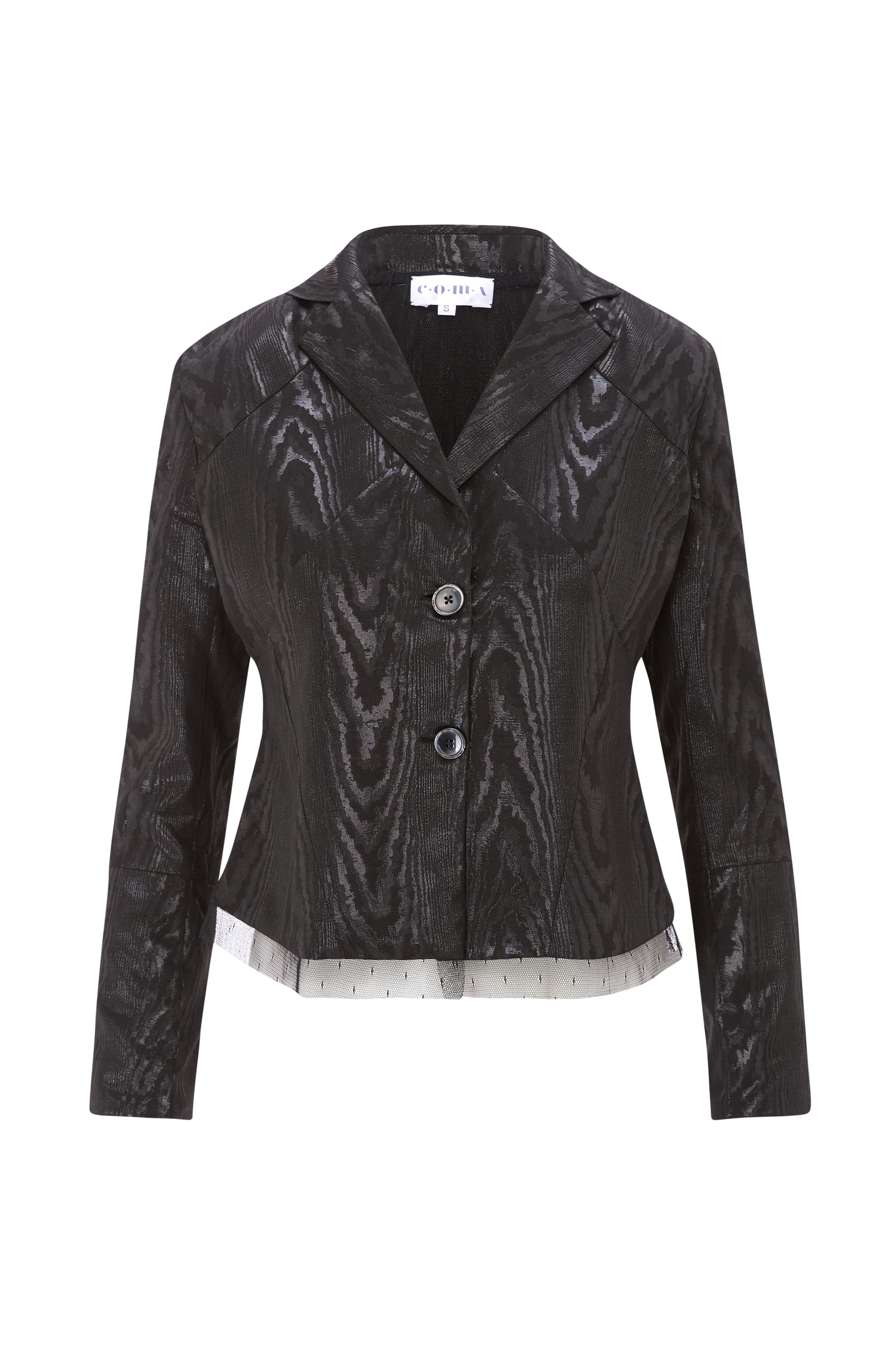 Chaqueta negra jacquard y tul